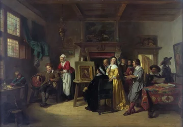 Rembrandt visiting the studio of Gabriel Metsu